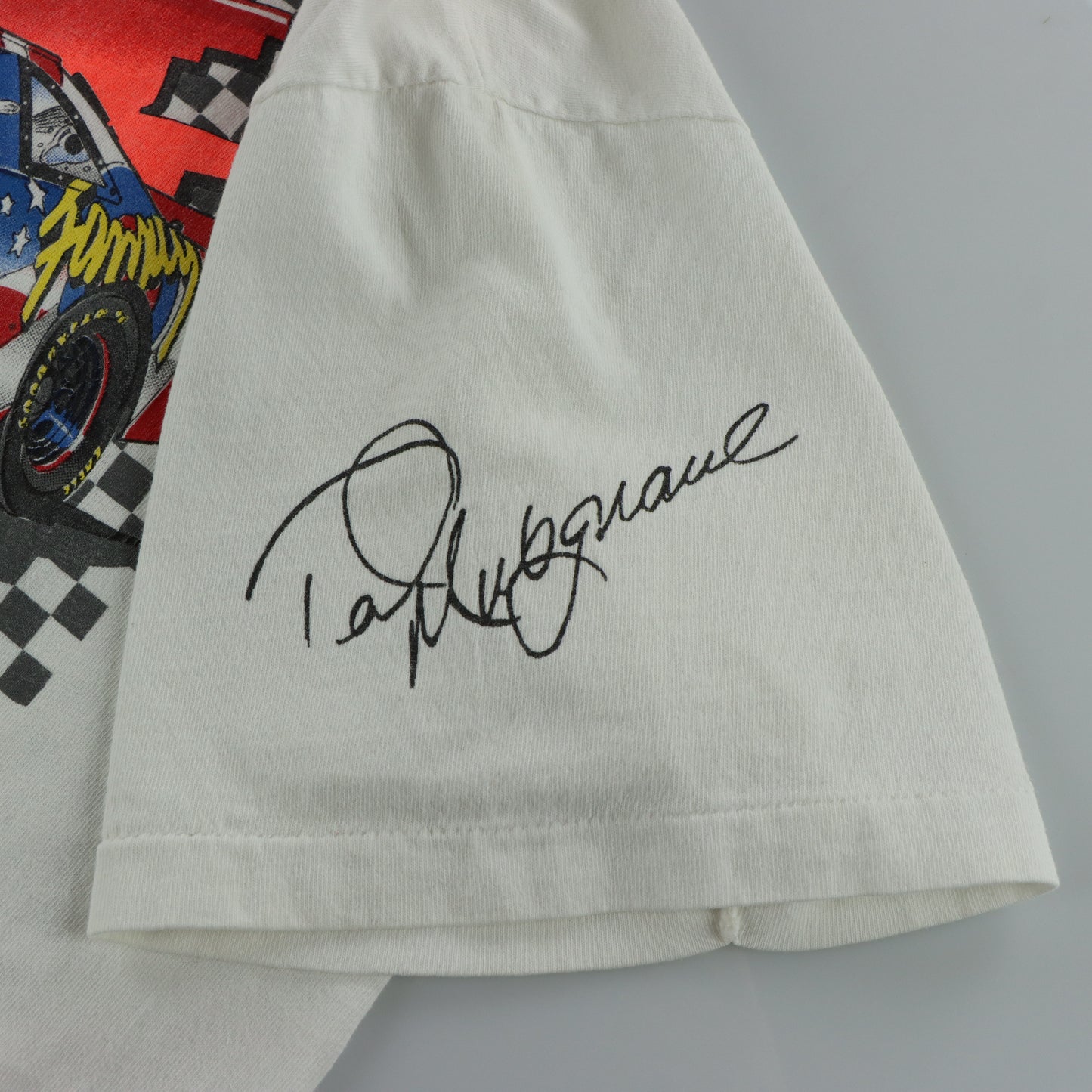 Vintage 1995 Ted Musgrave 'Distant Thunder Tour' NASCAR Double Sided White Single Stitch HANES Tee (L)