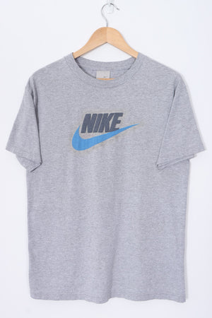 NIKE Big Centre Spell Out Swoosh Logo Grey T-Shirt (M)
