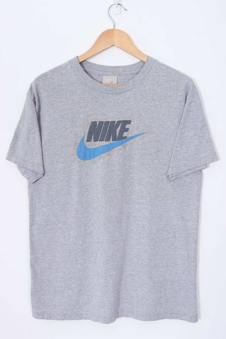 NIKE Big Centre Spell Out Swoosh Logo Grey T-Shirt (M)