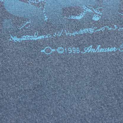 Vintage 1996 BUDWEISER "Outdoor Original" Navy Blue Largemouth Fishing Tee (XL)