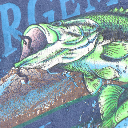 Vintage 1996 BUDWEISER "Outdoor Original" Navy Blue Largemouth Fishing Tee (XL)
