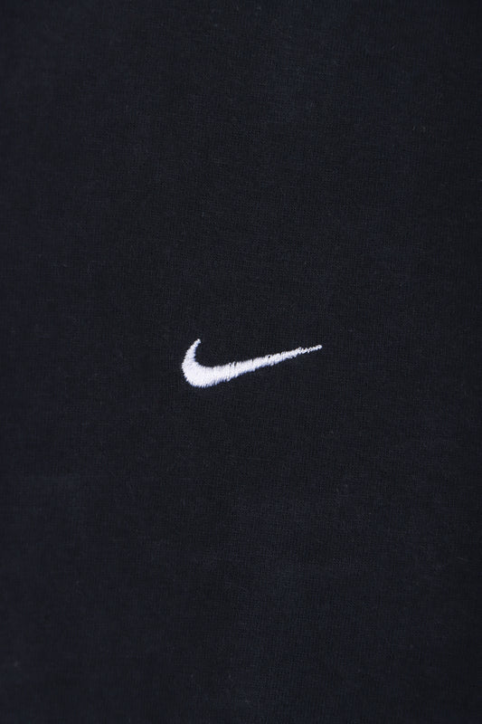 NIKE Embroidered Swoosh Logo Casual Black T-Shirt (L)