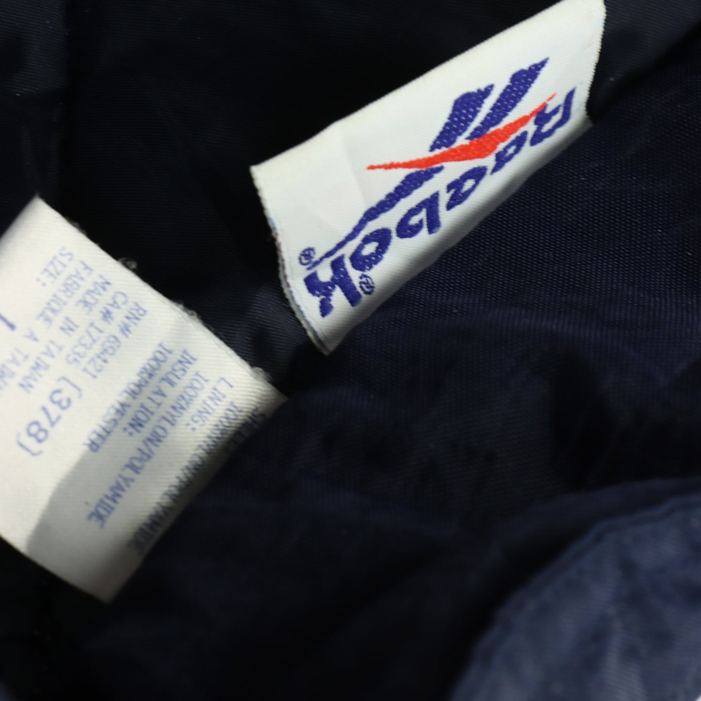 REEBOK Embroidered 3-Logo Navy & White Retro Windbreaker Jacket (L)