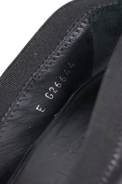 CHANEL 'Stretch Spirit' Black Leather Elastic Ballerina Heels (38.5)