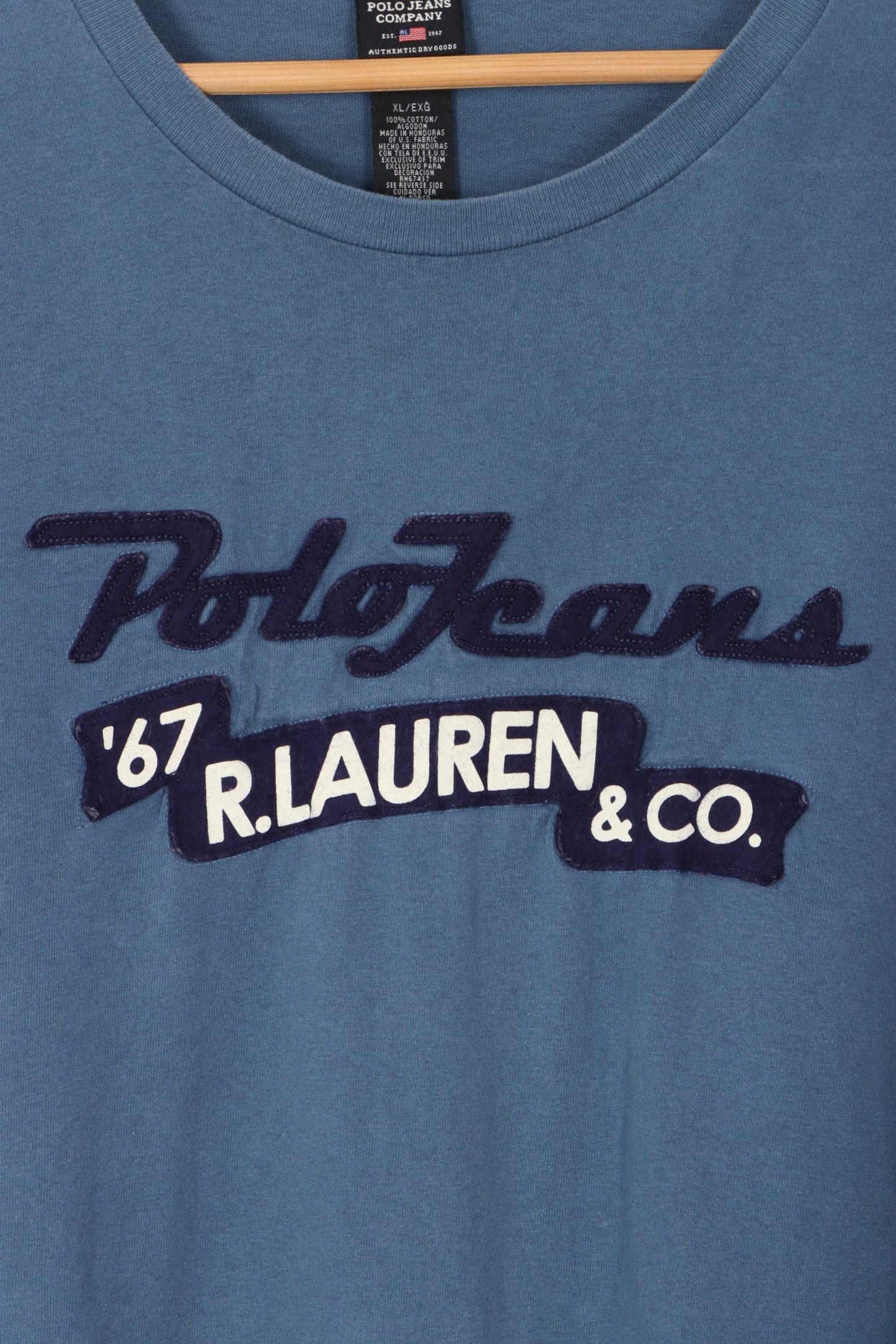 RALPH LAUREN POLO JEANS Spell Out Patch Logo Long Sleeve T-Shirt (XL)