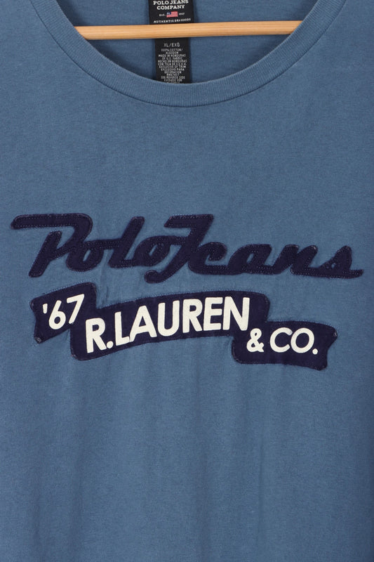 RALPH LAUREN POLO JEANS Spell Out Patch Logo Long Sleeve T-Shirt (XL)
