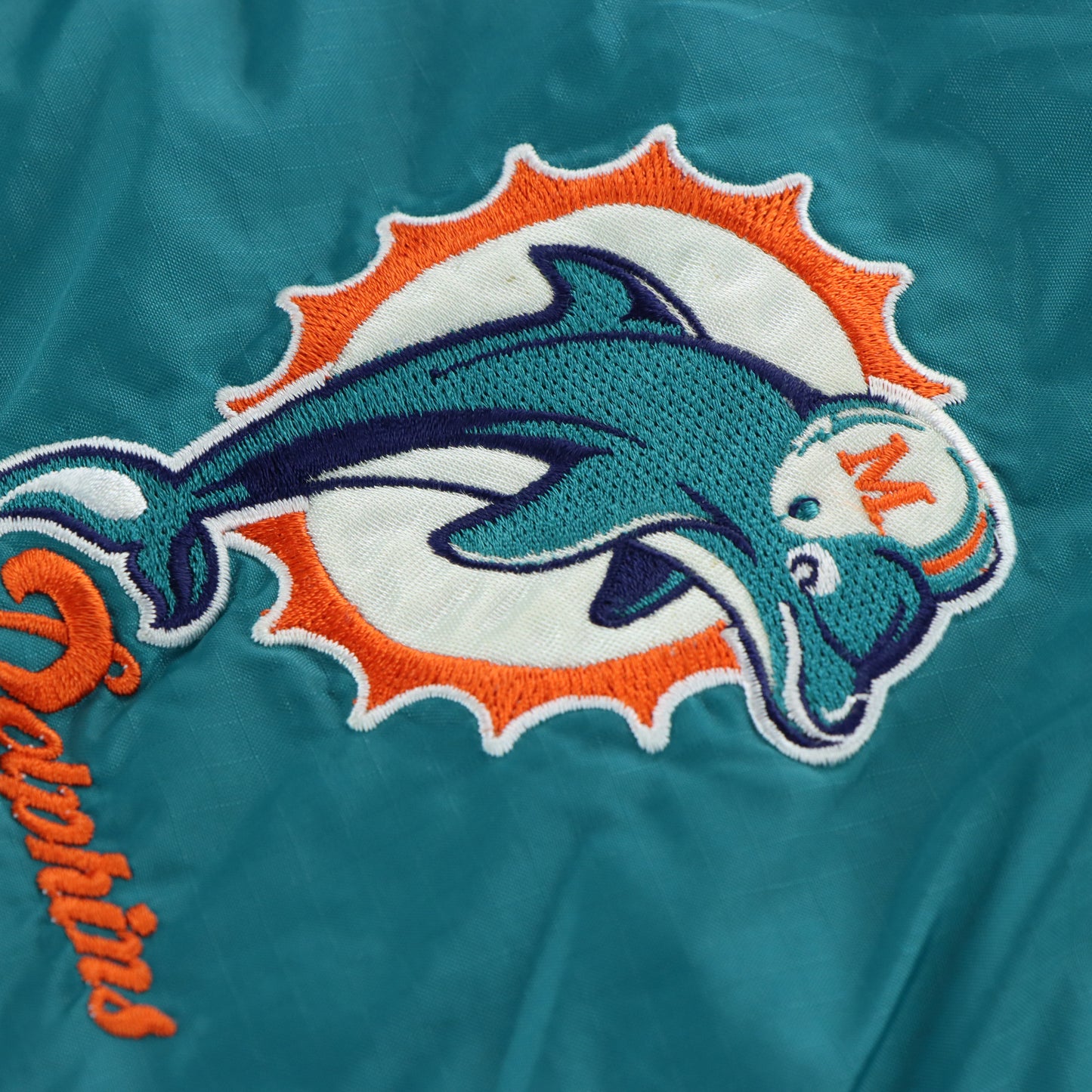 Vintage DOLPHINS Reversible NFL Embroidered Football Hooded Jacket (M-L)
