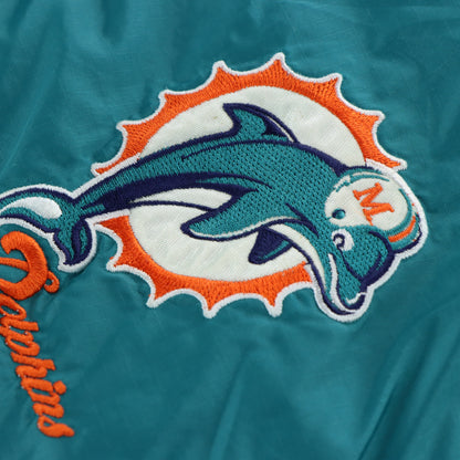 Vintage DOLPHINS Reversible NFL Embroidered Football Hooded Jacket (M-L)