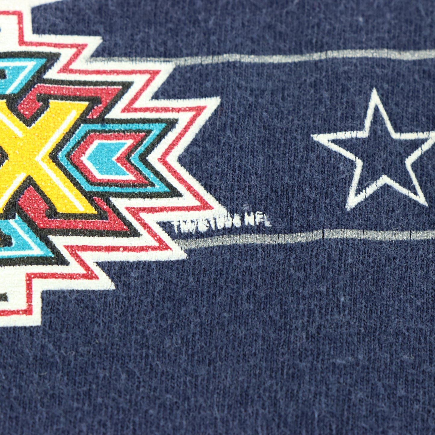 Vintage 1996 Dallas Cowboys Navy Blue & Silver Glitter Single Stitch Super Bowl Tee USA Made (L-XL)