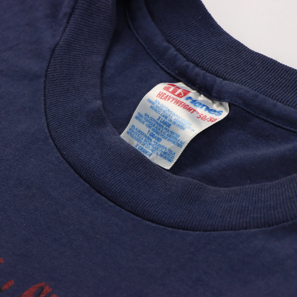 Vintage BUFFED BETTY 90's 'Hard As Steel' Navy 50/50 Single Stitch T-Shirt (XL Tall)