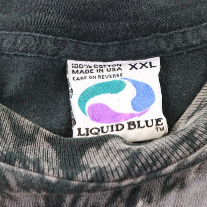 Vintage 1995 LIQUID BLUE Blue Moon Wolf All Over Print USA Made T-Shirt (XXL)