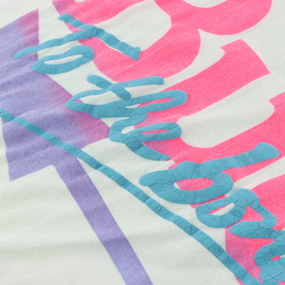 Vintage 1991 Neon "Bud To The Bone" Puff Print & Guitar White Single Stitch Tee USA Made (L-XL)