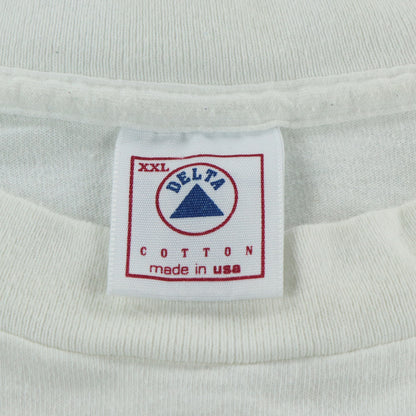 Ron Jon Surf Shop "One Of A Kind" Front Pocket Double Sided Neon Cocoa Beach White Tee USA Made (XL-XXL)