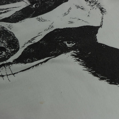 Vintage 1993 Double Sided Black & White Cow Illustration Single Stitch T-Shirt (XL TALL)