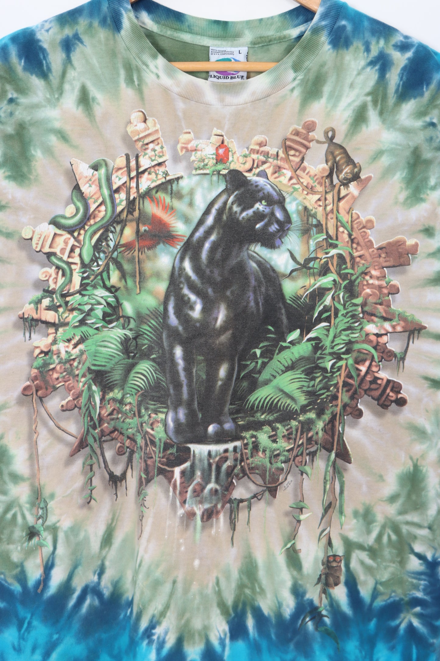 LIQUID BLUE 2000 Black Panther Tie Dye T-Shirt (XL)