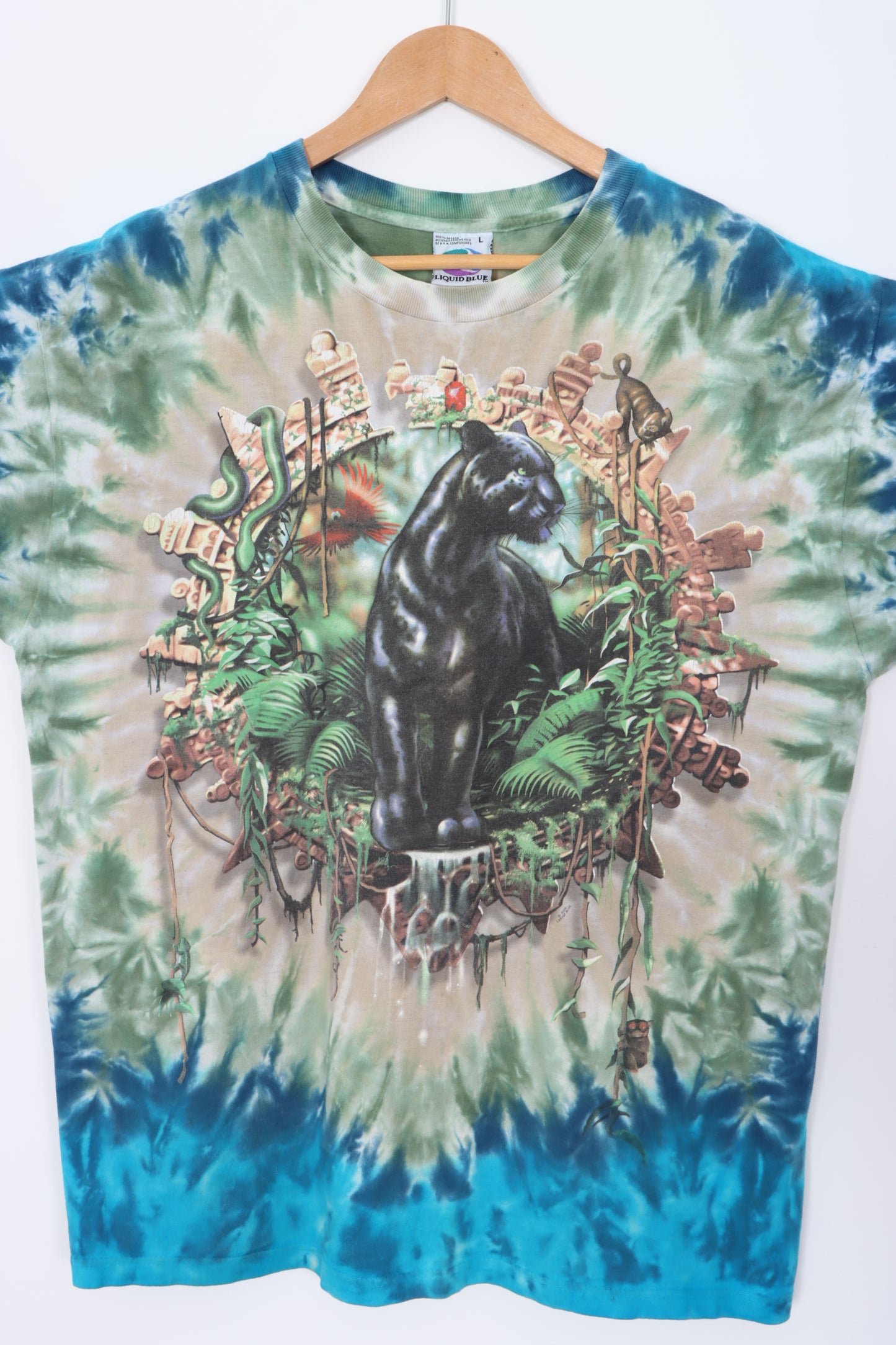 LIQUID BLUE 2000 Black Panther Tie Dye T-Shirt (XL)