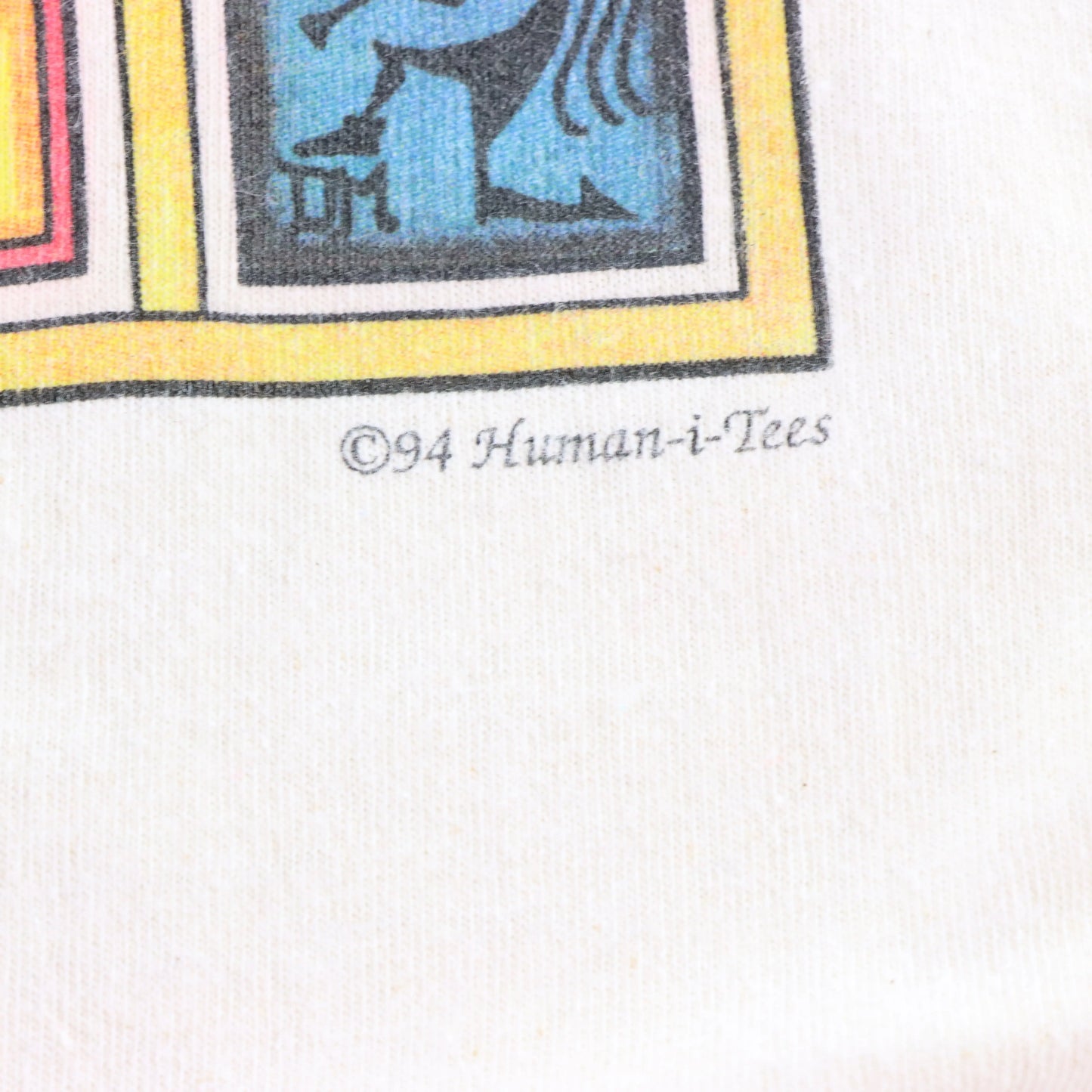 Vintage 1994 HUMAN-I-TEES "Peace Harmony Earth Nature" USA Made Off White Single Stitch T-Shirt (XL)