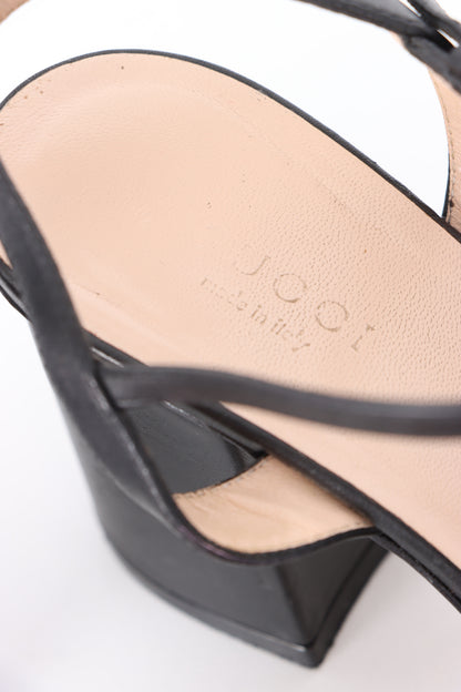 GUCCI GG Marmont Mid-Heel Black Leather Sandals (37)