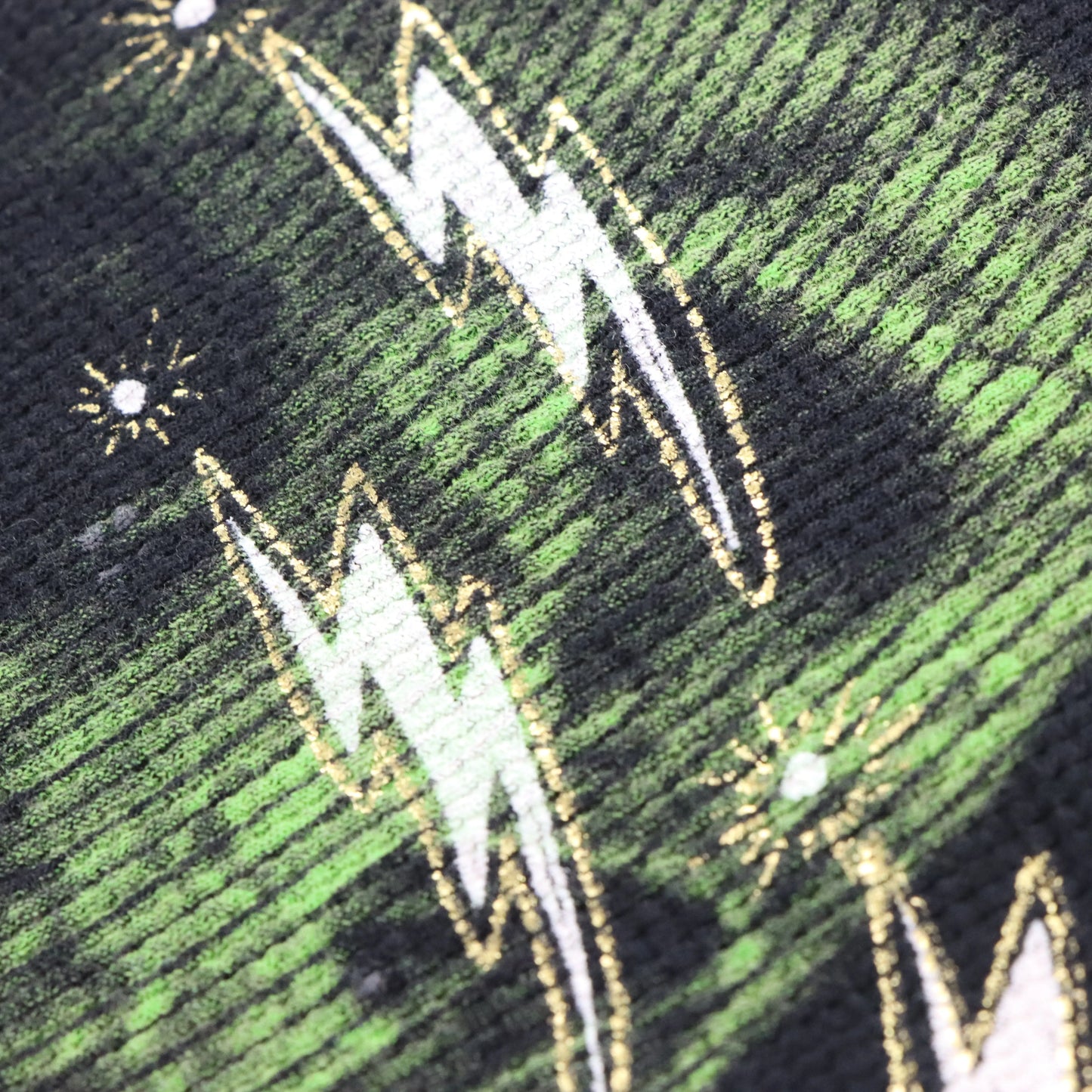 ARCHAIC Vintage Y2K Gold Foil Detail Waffle Knit USA Made Long Sleeve Thermal Tee (XL TALL)