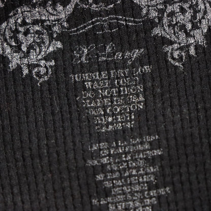 ARCHAIC Vintage Y2K Gold Foil Detail Waffle Knit USA Made Long Sleeve Thermal Tee (XL TALL)