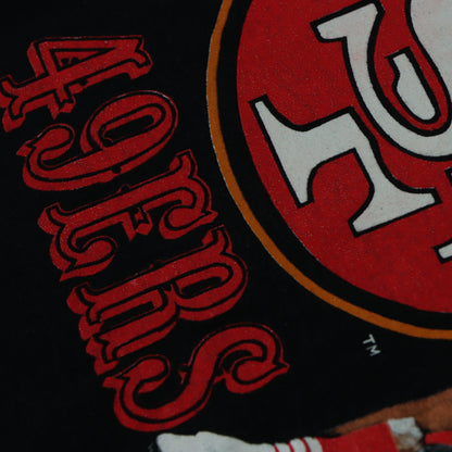 49ERS Joe Montana 'Unstoppable' Single Stitch NFL Black Football T Shirt (XL)