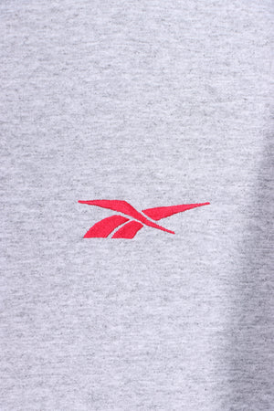 REEBOK Embroidered Red Logo Grey Marle Single Stitch T-Shirt USA Made (L)
