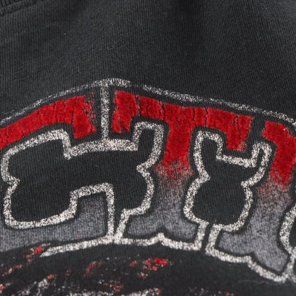 Vintage AFFLICTION 'American Customs' Wheel & Headdress Skull Velvet Detail Black Tee USA Made (M)