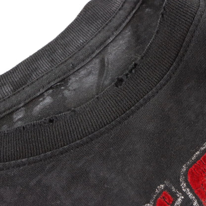 Vintage AFFLICTION 'American Customs' Wheel & Headdress Skull Velvet Detail Black Tee USA Made (M)