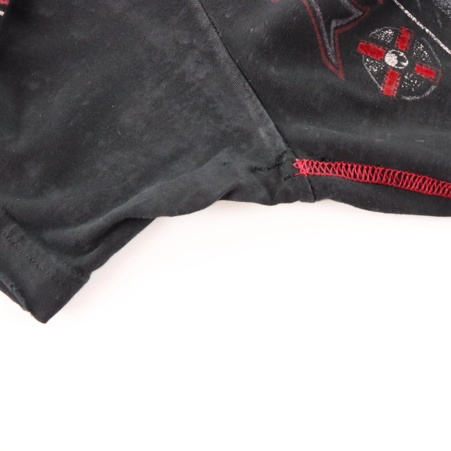 Vintage AFFLICTION 'American Customs' Wheel & Headdress Skull Velvet Detail Black Tee USA Made (M)