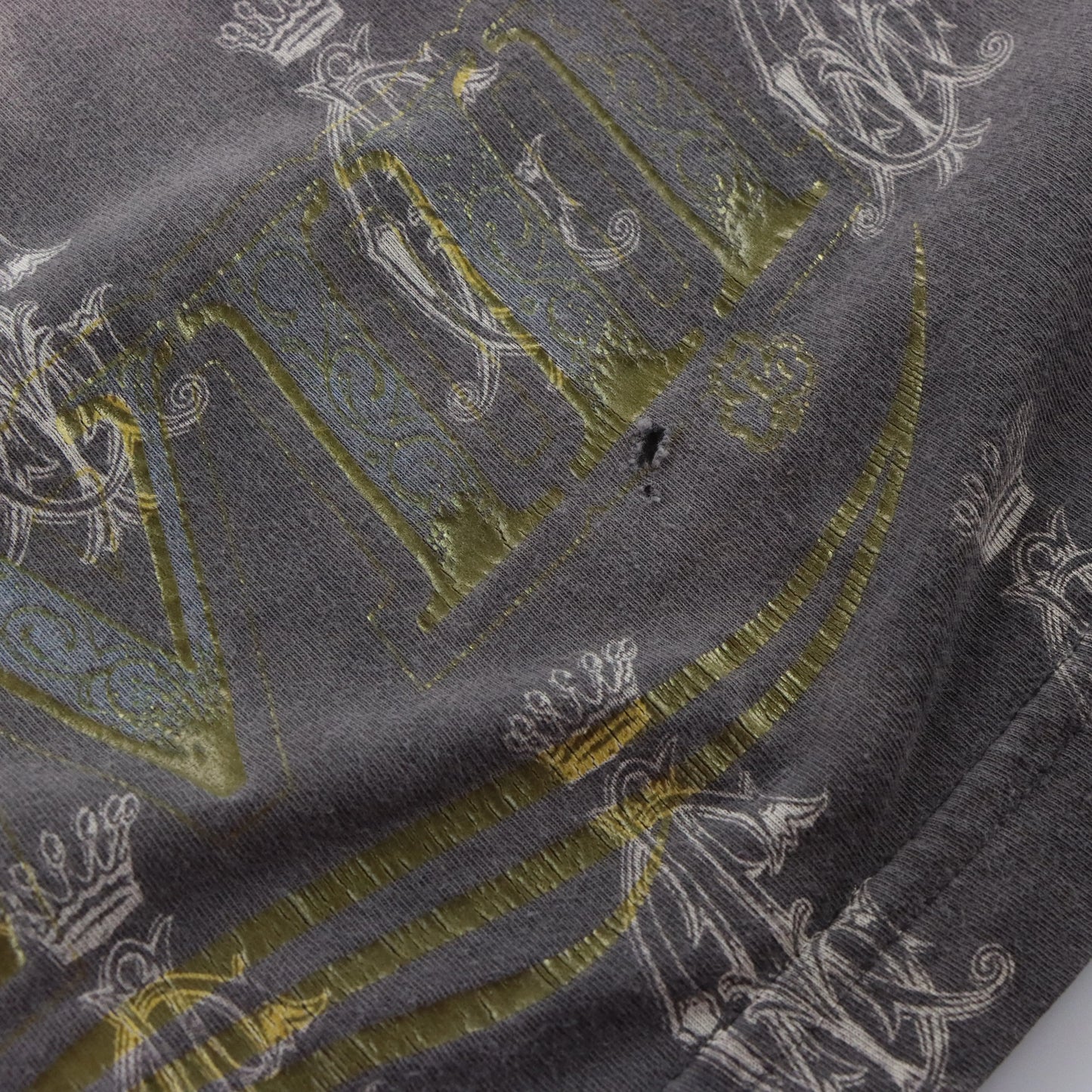 Vintage CHRISTIAN AUDIGIER Double Panther Embellished Cream & Grey Y2K T-Shirt USA Made (XL-XXL)