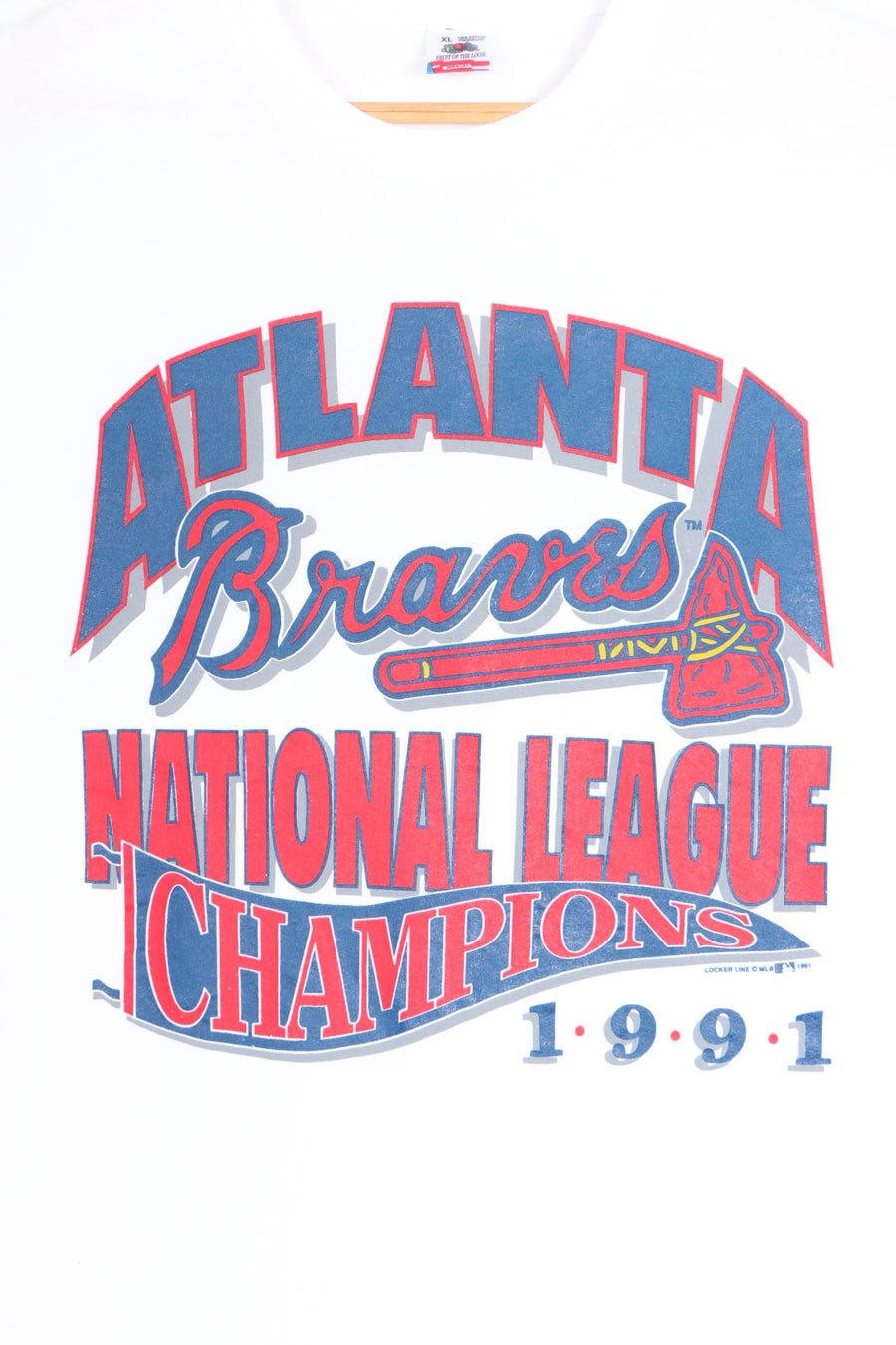 MLB Atlanta Braves 1991 Champions Single Stitch T-Shirt USA Made (XL)