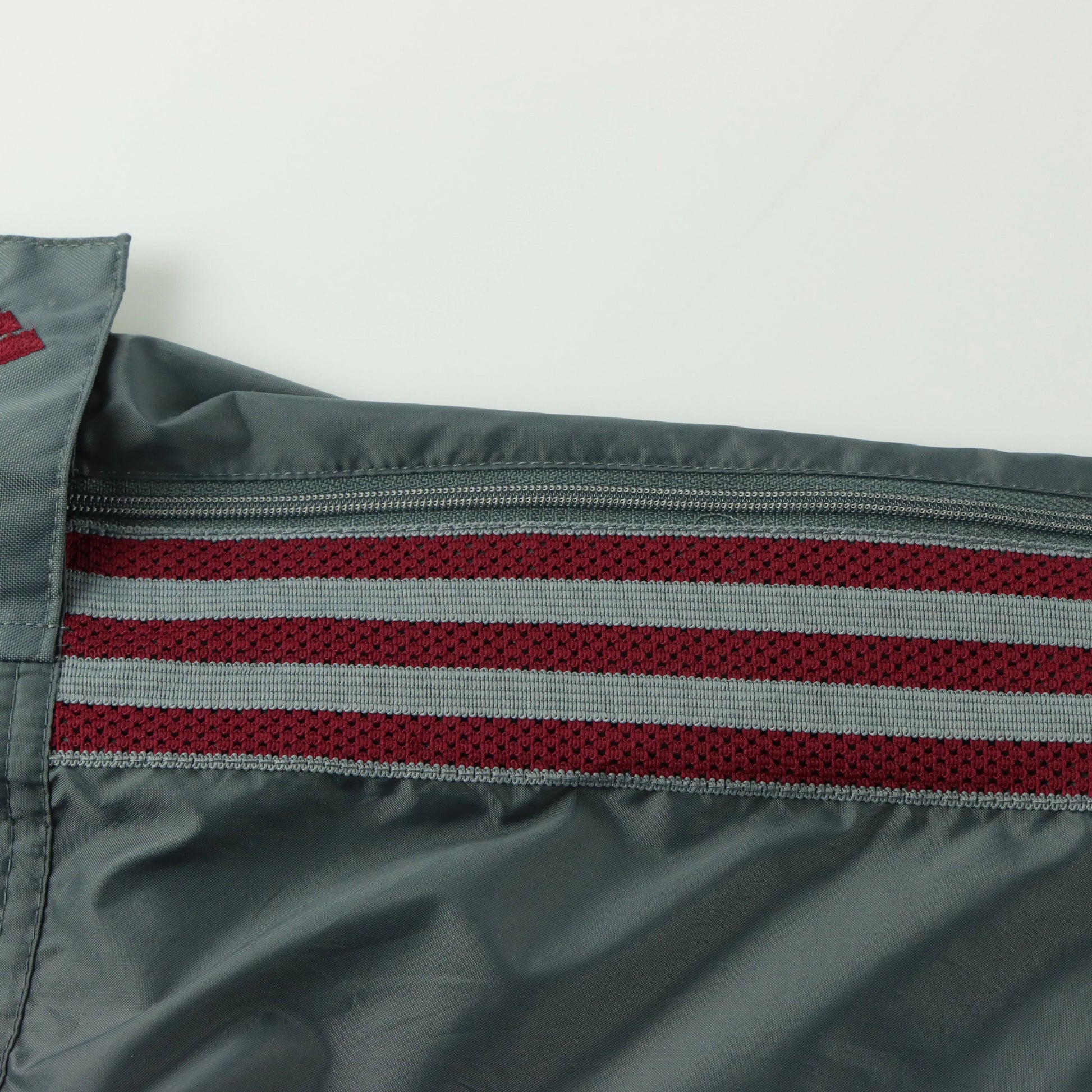 ADIDAS Embroidered Logo 3 Stripe Grey & Burgundy Track Pants (XL) - Vintage Sole Melbourne