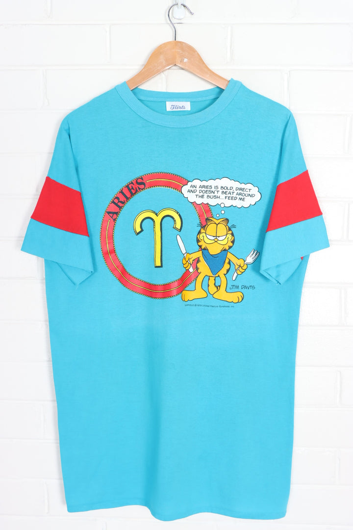 Vintage Garfield 1978 Aries Zodiac Single Stitch T-Shirt USA Made (XL)