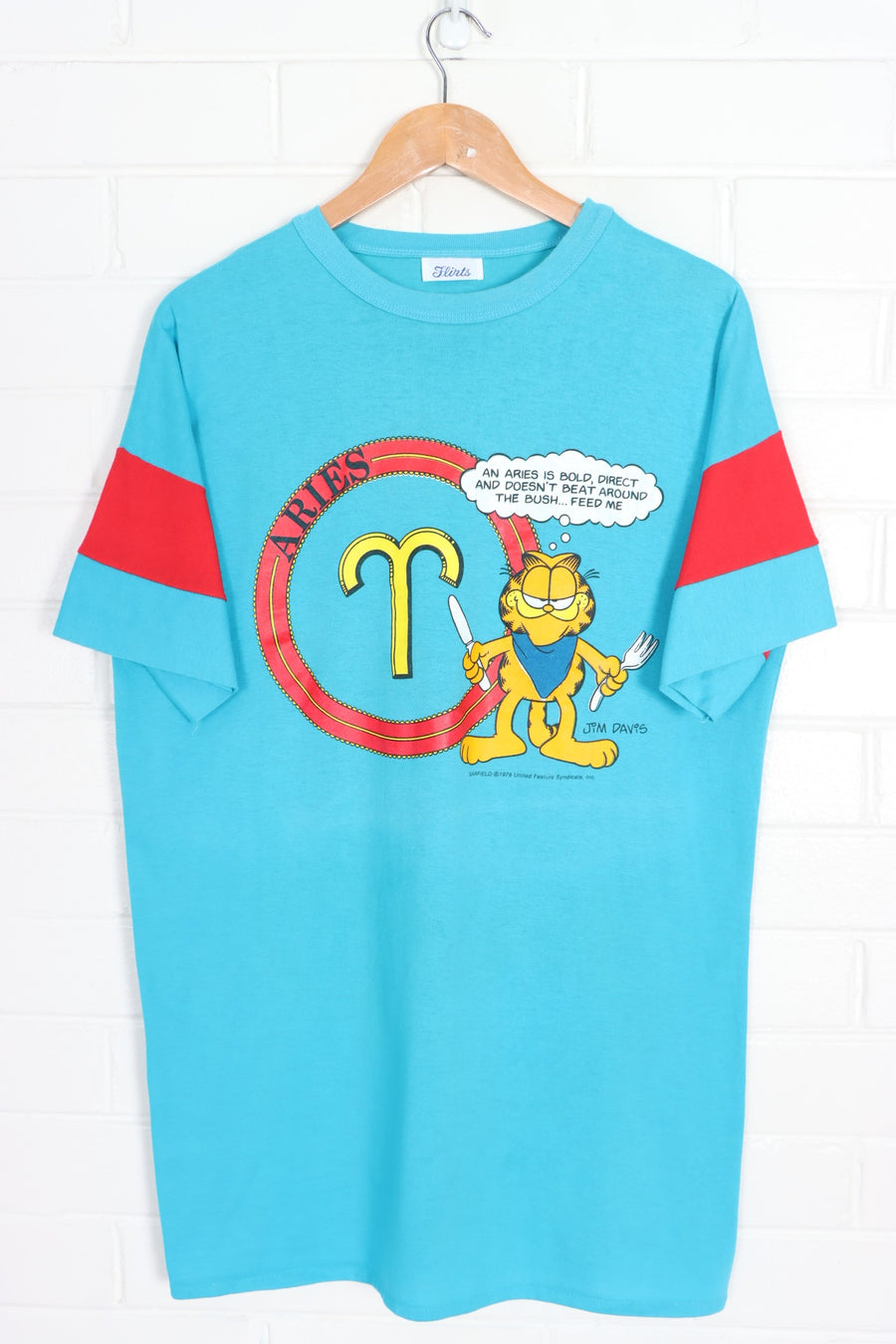 Vintage Garfield 1978 Aries Zodiac Single Stitch T-Shirt USA Made (XL)