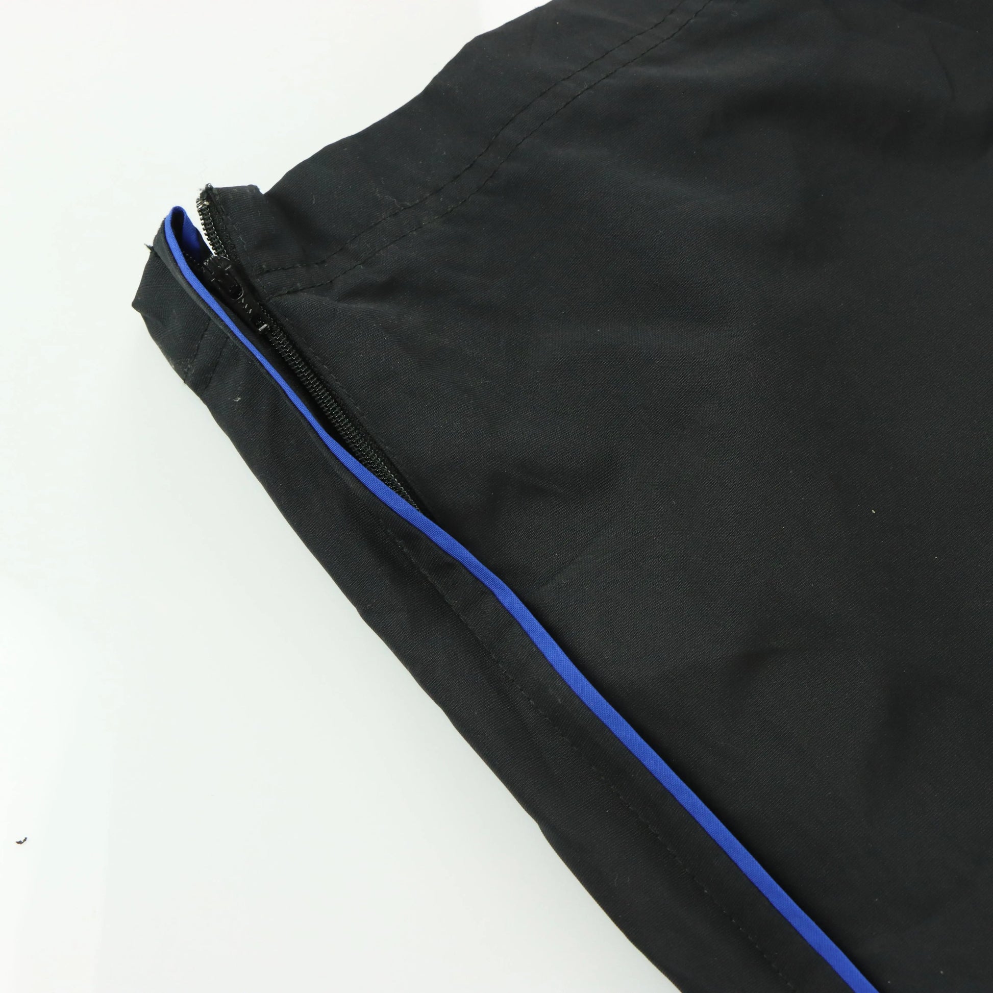 NIKE Embroidered Swoosh Blue Stripe Black Track Pants (XL) - Vintage Sole Melbourne