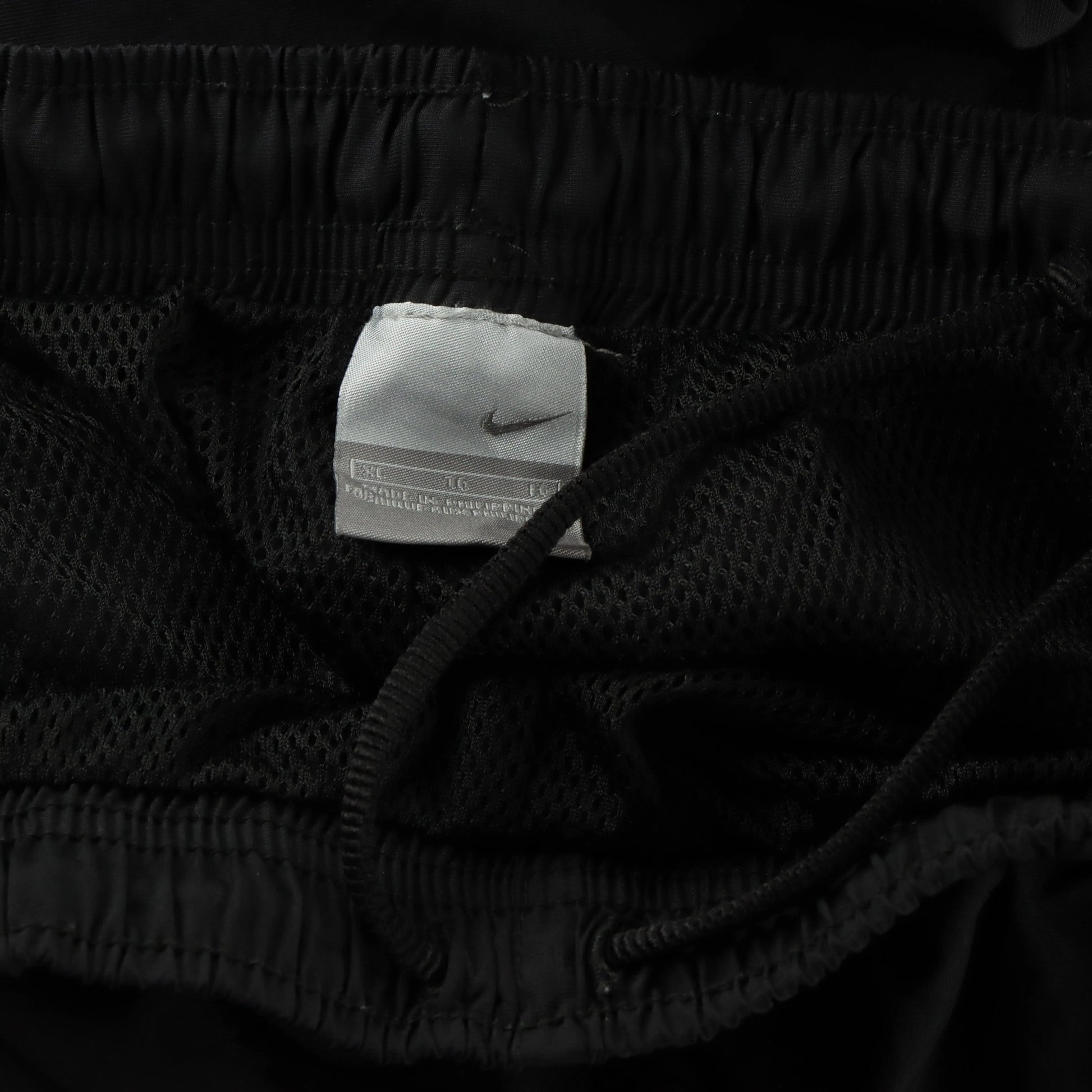 NIKE Embroidered Swoosh Blue Stripe Black Track Pants (XL) - Vintage Sole Melbourne