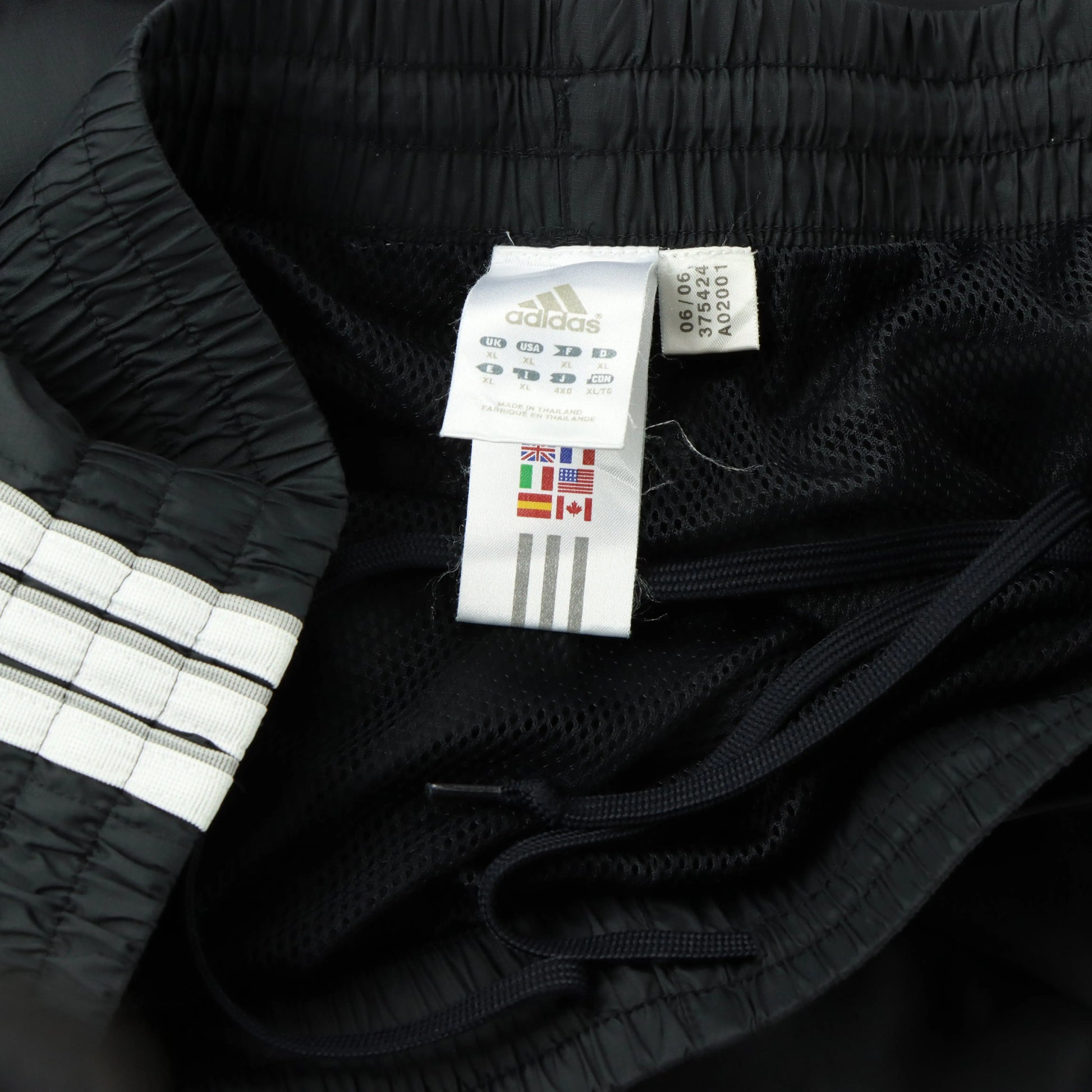 ADIDAS Embroidered Logo 3-Stripe Black & White Spray Track Pants (XL) - Vintage Sole Melbourne