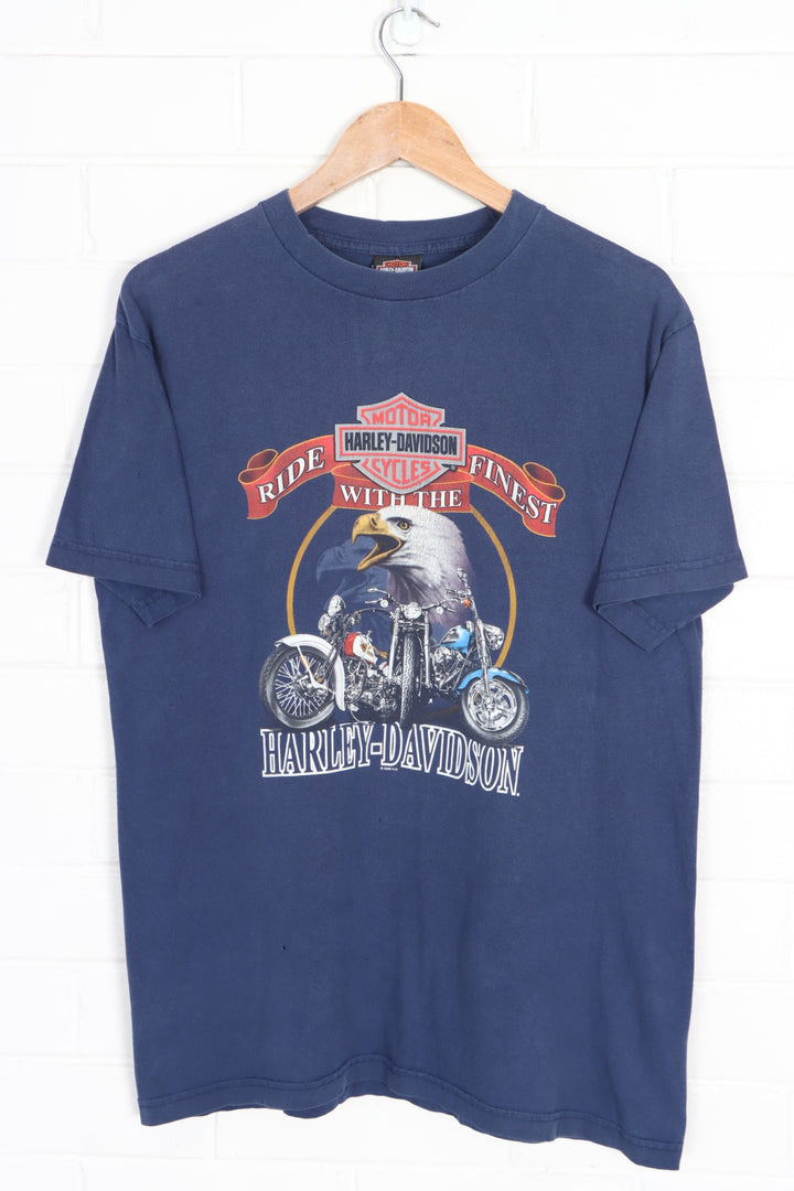 HARLEY DAVIDSON "Ride With The Finest" Front Back T-Shirt (L)