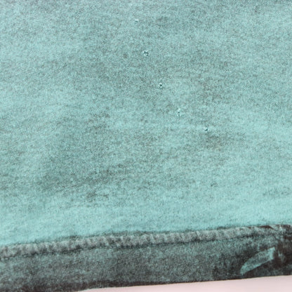 AFFLICTION 'American Customs' Vintage Turquoise & Black Velvet Detail USA Made Y2K Tee (M TALL)