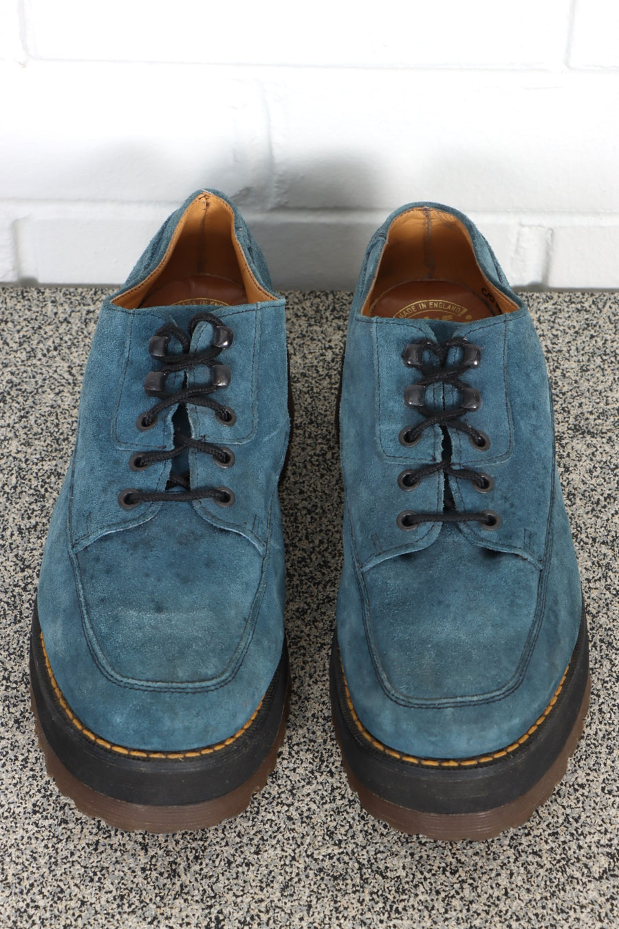 Vintage Rare DR. MARTENS Blue Suede Platform Oxford Shoes England Made (8)
