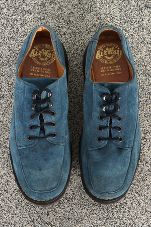 Vintage Rare DR. MARTENS Blue Suede Platform Oxford Shoes England Made (8)