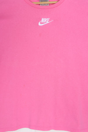 NIKE Embroidered Centre Swoosh Logo Pink Boxy Crop T-Shirt (XL)