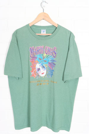Mardi Gras Texas Single Stitch Green T-Shirt USA Made (XL)