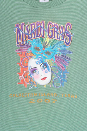 Mardi Gras Texas Single Stitch Green T-Shirt USA Made (XL)
