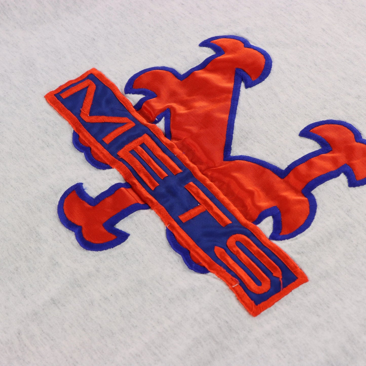 Vintage NEW YORK METS USA Made Single Stitch Grey & Orange Baseball T-Shirt (M)