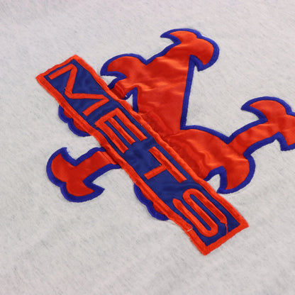 Vintage NEW YORK METS USA Made Single Stitch Grey & Orange Baseball T-Shirt (M)