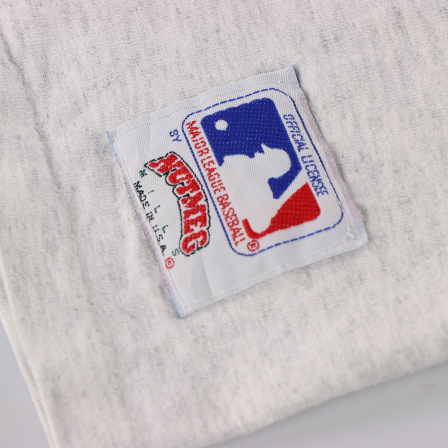 Vintage NEW YORK METS USA Made Single Stitch Grey & Orange Baseball T-Shirt (M)