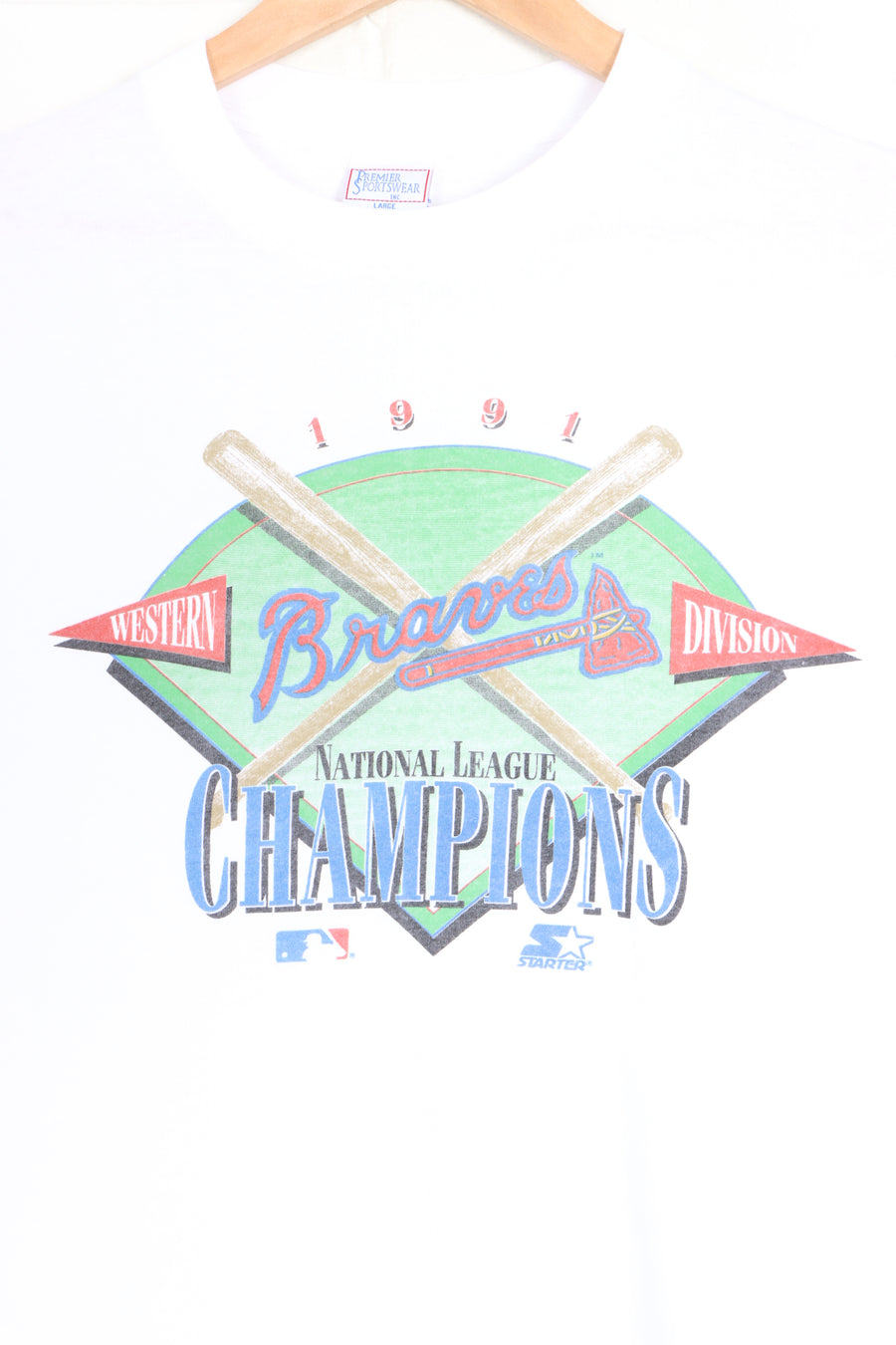 MLB Atlanta Braves 1991 Champions Single Stitch T-Shirt USA Made (L)