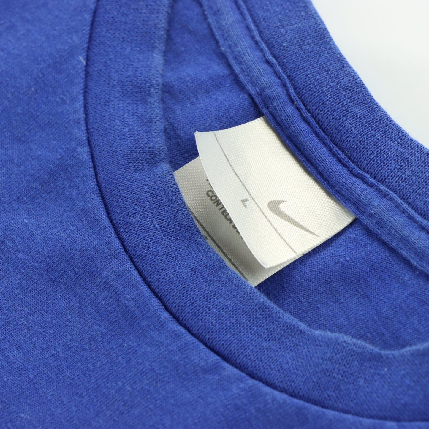NIKE Y2K Spell Out Silver Underline Logo Blue Tee (L)