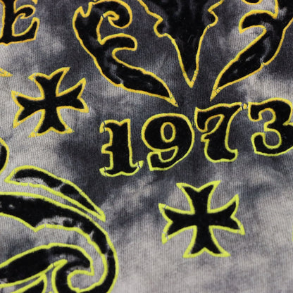 AFFLICTION Rainbow Spell Out Logo & Fleur-De-Lis Grey Tie-Dye Vintage Y2K T-Shirt (XXL)
